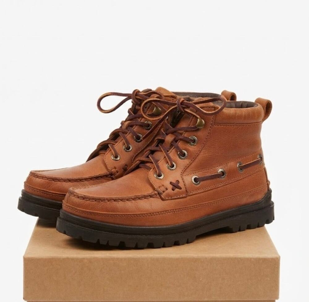 Vintage Ralph Lauren Tan Ortero Mid Boot WF 4362 NIB 90's Women's 7.5